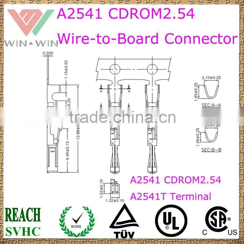 2.54mm Pitch A2541 CDROM2.54 Electronic Wire to Board Connector