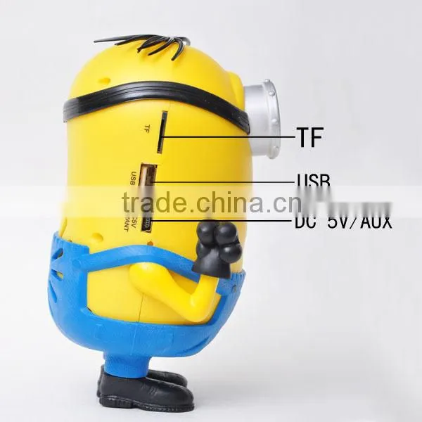 Funny little yellow man in hot sale mini speaker,FM speaker