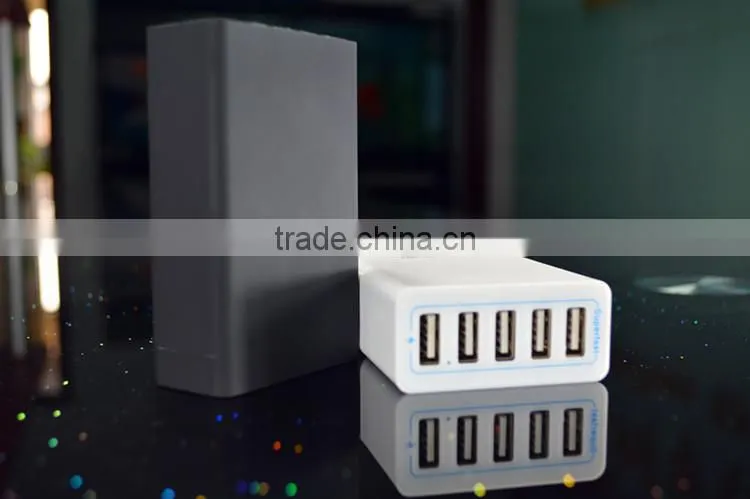 Portable mobile phone 5 port usb charger