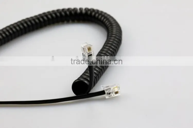 Modular 6P2C round extension telephone spiral cable