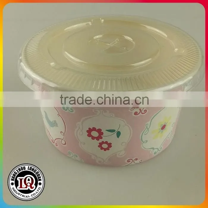 Disposable Ice Cream Paper Bowl With Flat Lid