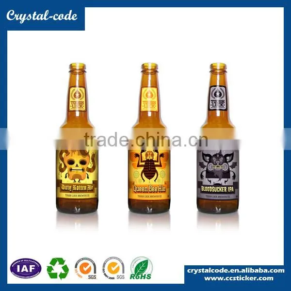Custom waterproof pvc beer bottle label