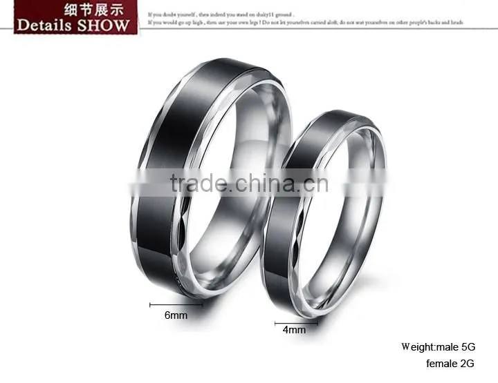 KSTONE Fashion jewelry stainless steel ring black couples rings