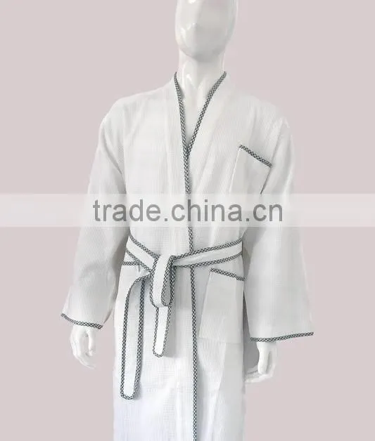 Hotel Waffle Bathrobe Cotton Bathrobe With Border Robe