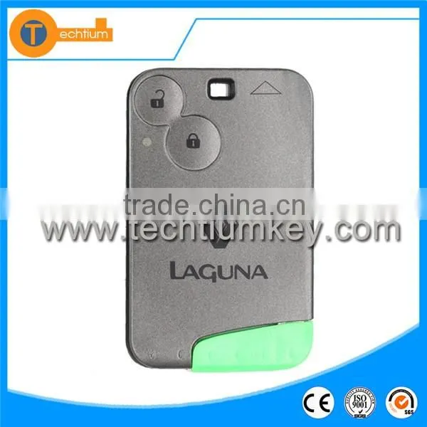 High Quality 2 Button Remote car Key with ID46 Chip and 433 blank card aparts For Renault Laguna