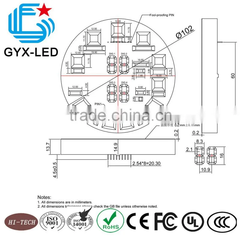 high brightness blue and red color custom aircon module display