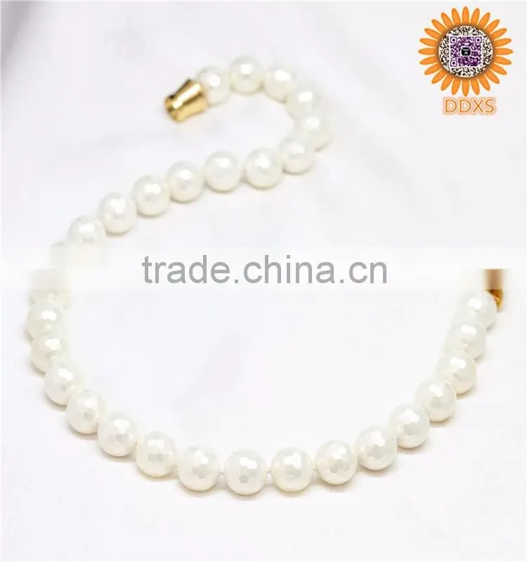 white 10mm AAAA+ white magnetic clasp shell pearl necklace