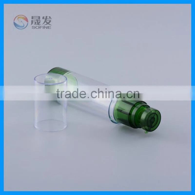 Clear cosmetic airless pump bottle