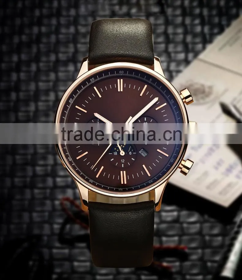 Alibaba Express Hot Selling Round Face Watch,Fashion Sport Watch For Men,Vogue Genuine Leather Watch Men With Japan Movt