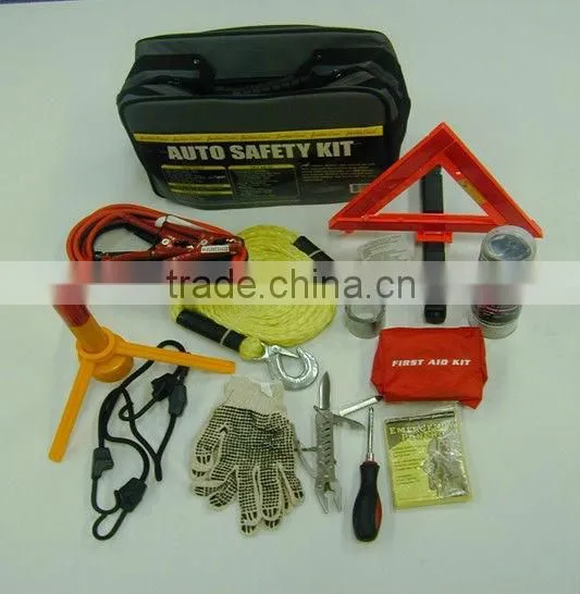 34 pcs Vehicle Emergency Kit with Warning Triangle