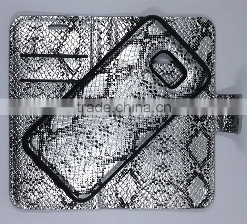 Flower PU Leather Mirror Slider + Universal PC Cover Wallet Phone Case for 4.7inch iPhone 6 6s 7