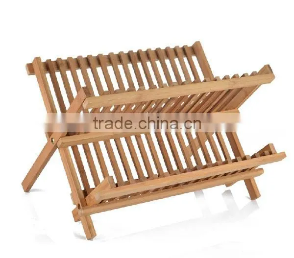 Bamboo Scissor Style Folding Dish Rack /Flatware Holder Set.
