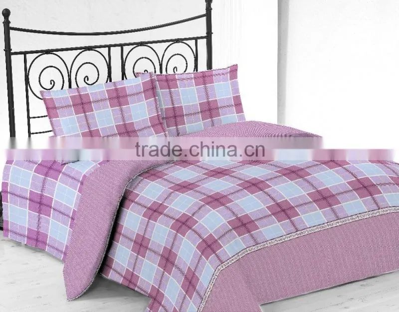 Microfiber Printed Bed Sheet Set With Lilac Design