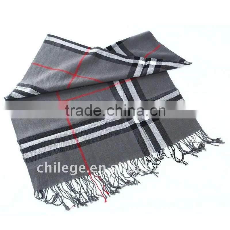 fashion high quality pure wool checkd men scarves shawls neckwear
