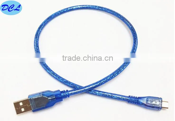 1.5M USB2.0 cable Male to Micro 5PIN Transparent blue model