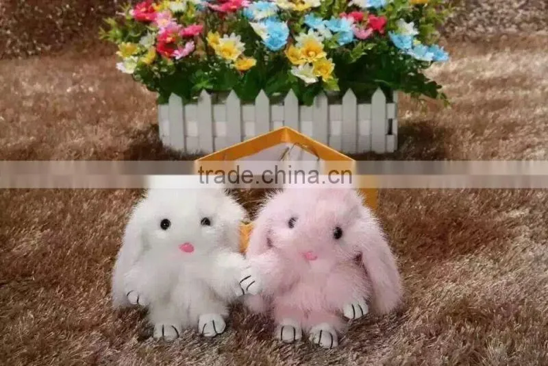 wholesale colorful little rabbit mink fur key chain
