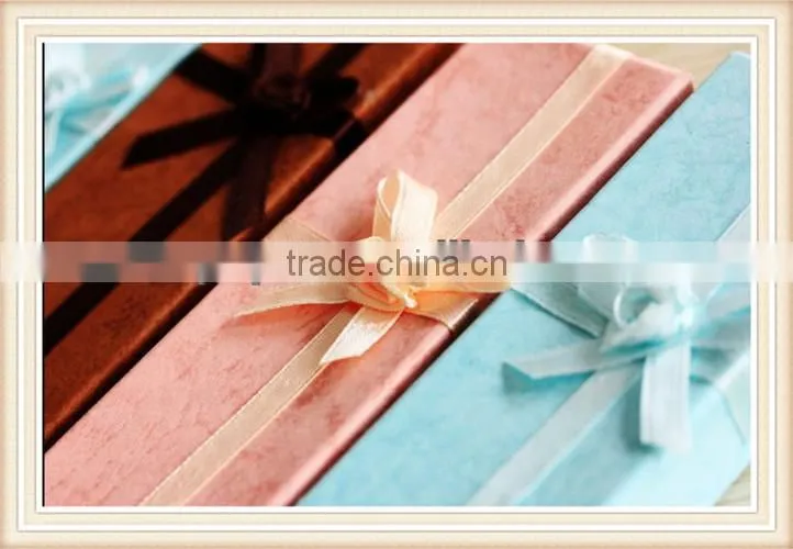 cheap narrow & long gift box with ribbon