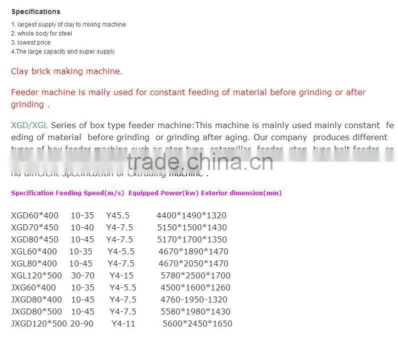 JXGD Belt Feeder of Brick Making Machinery