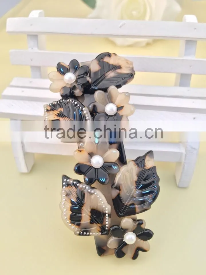 Wholesale channel hair accessories brand barrettes hair clips for thick long hair magnetic flower leaves hair clip