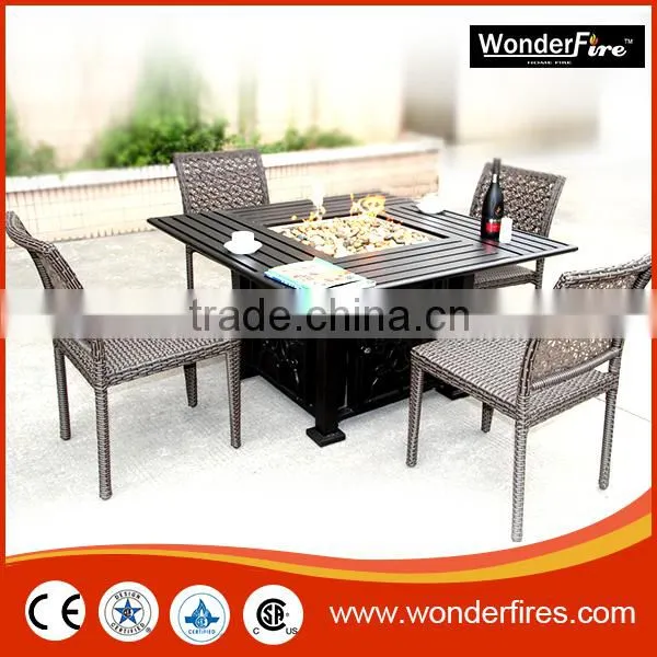 48" x 48" Square Chat Fire Pit Table - Outdoor FirePlace Fire Pit Heater Back Yard Propane Gas Patio Table Furniture