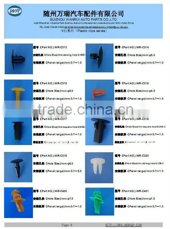 Auto plastic clips fasteners for car made in China