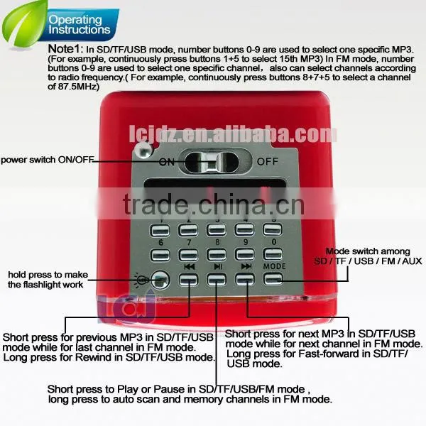 Multifunctional mini sound box mp3 player