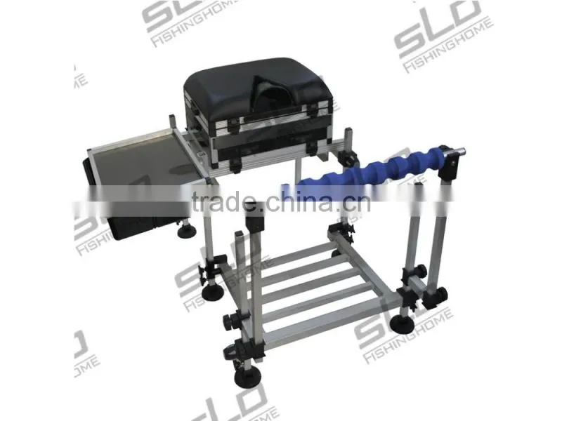 aluminum fishing Seat Box with drawers with footplate with rod rest with side tray