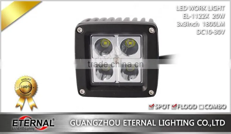 20W 3x3in cube pod pillar for 4x4 Jeep off-road powersports motorsports ATV UTV SUV high power LED work light fog lamp