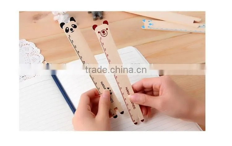 hot Simple cartoon animal shaped wooden students ruler