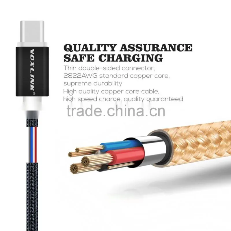 Voxlink od=3.3mm fast charging Gold plated usb type c to type c charger cable male to male,0.5m/1m/1.5m/2m/3m optional