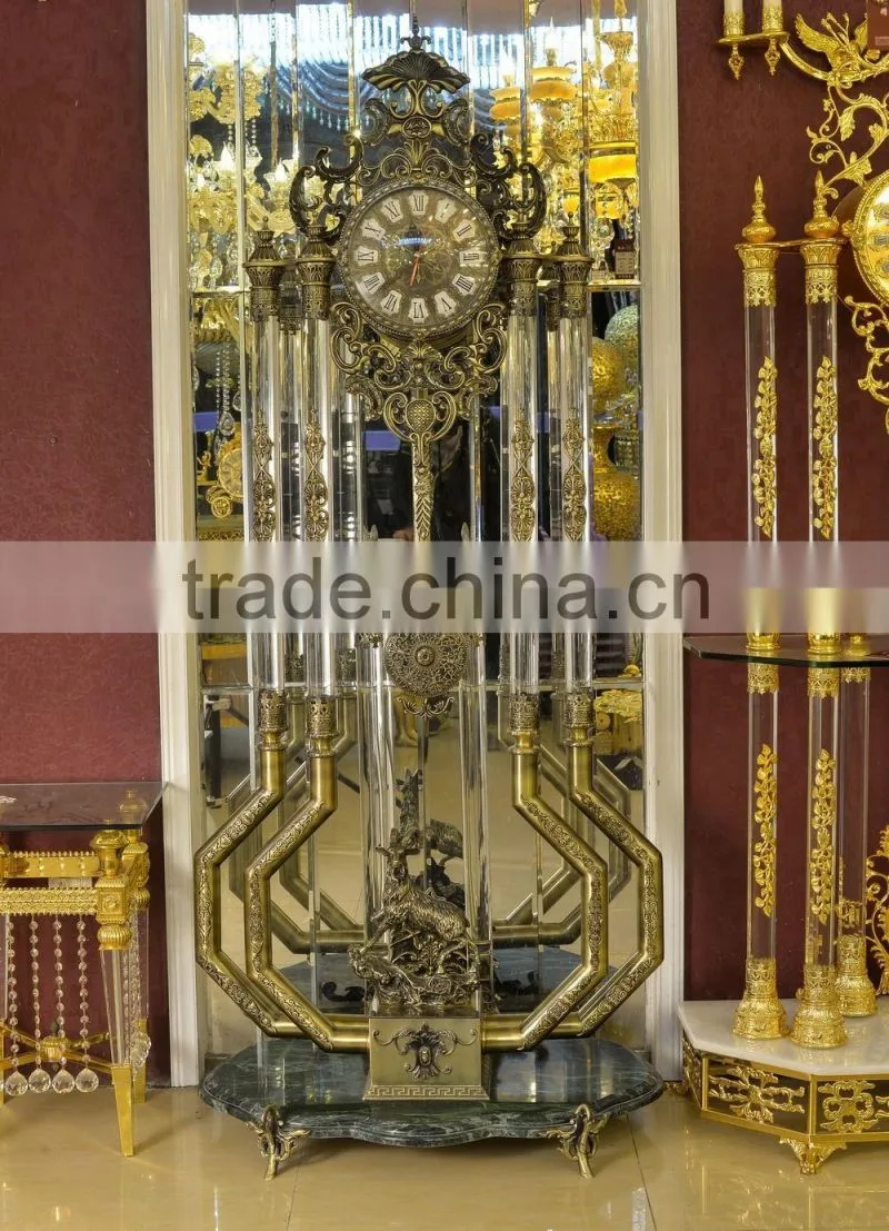 Antique Design Copper Grandfather Clock, Vintage Decorated Floor Clock, Art Gold Royal Floor Clock