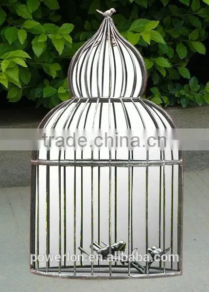 POWERLON Ornate Birdcage Iron Garden Mirror Totally Unique Outdoor Decoration