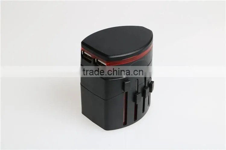 Hot selling dual USB universal adapter set with 100mA output travel adapter set with UK/EU/AU/US plug for mobile phone