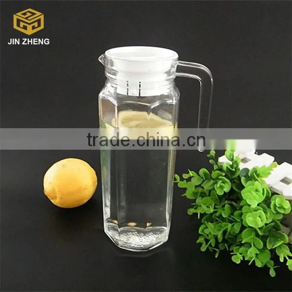 hexagonal hot drink cola water glass bottle with neck and plastic flap