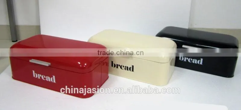Rectangular Cream Food Kitchen Storage Enamel Bread Bin Box
