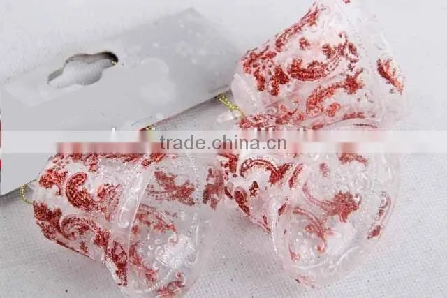 3PC Christmas decoration bell shape transparent plastic Christmas pendant