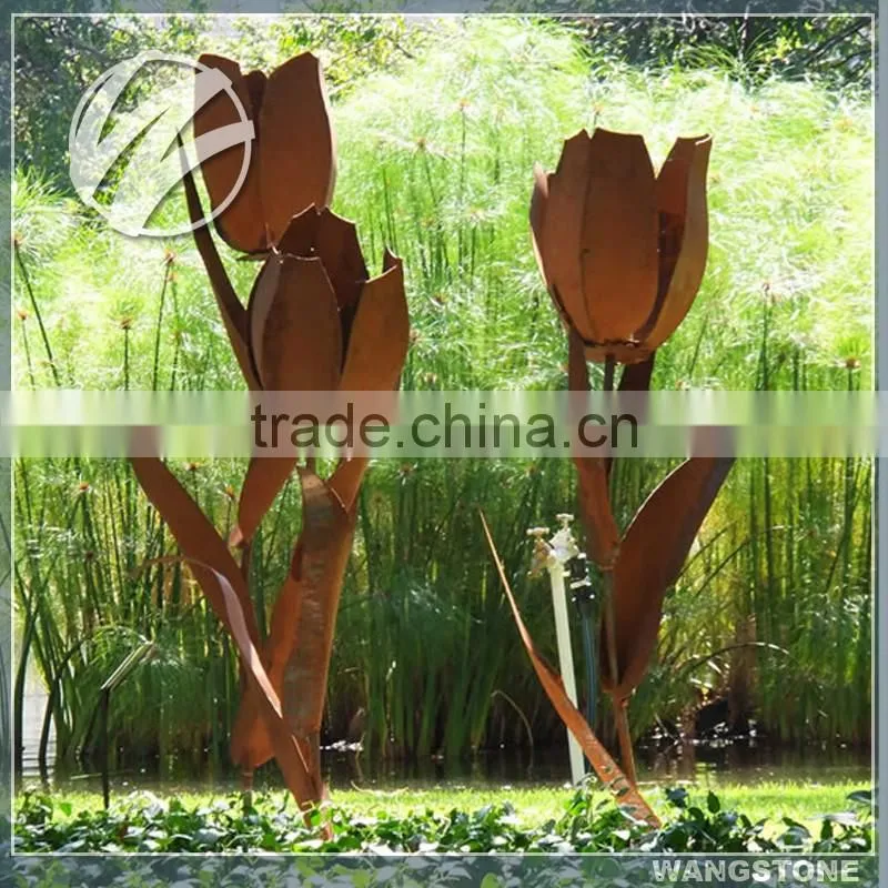 Modern Abstract Metal Corten Sculpture for Square Decor