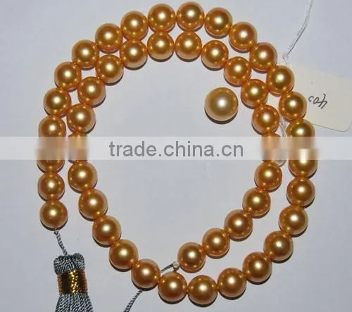 wholesale 10-11mm AAA golden color south sea pearl strands