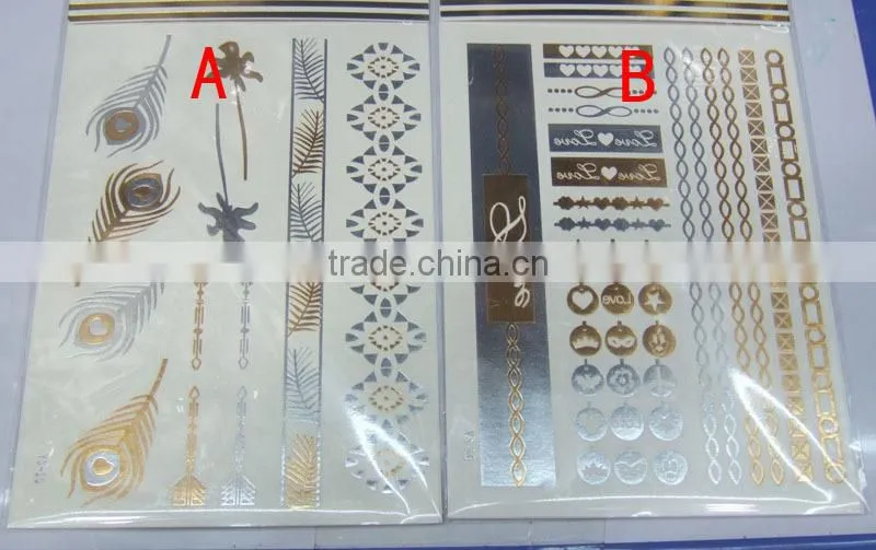 T001-023 Women Beauty Body Art Tattoo Stencil Gold Glitter Eye Sticker Tattoo