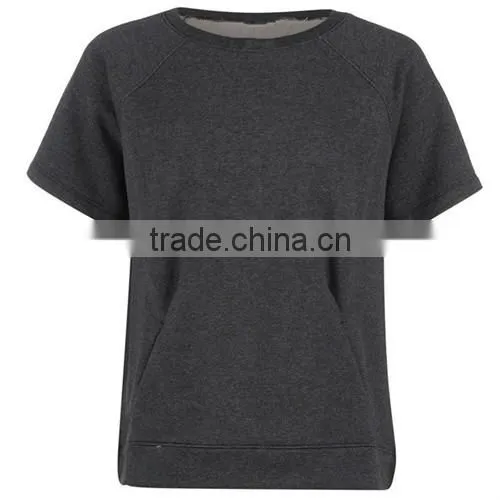 Terry plain short sleeves sweatshirt T-shirt ladies wholesale