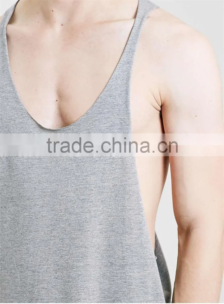 Trade assurance supplier plain grey stringer singlet for men