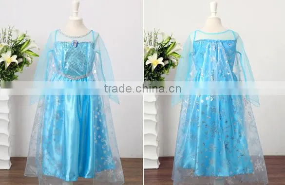 New Kid Girl Tulle Long Dress Costume Princess Snow Queen Cosplay Party Dresses SV005608#