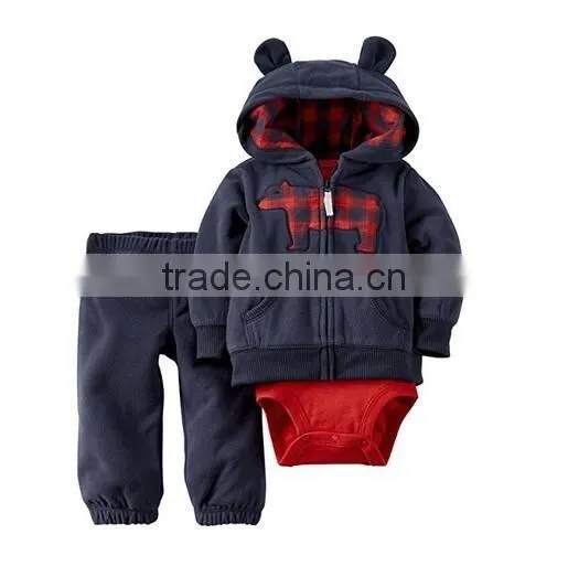 Baby Boys' 3 Piece Fleece Top and pants cute baby boy sets 3 pieces suit