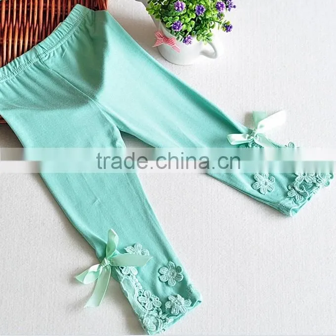 New Fashion Infant Girls Leggings Modal Bowknot Flower Trousers Korean Style Capri Pants Children Clothes PT40812-25
