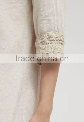Basic hand lace casual cotton dress design for pregnant woman