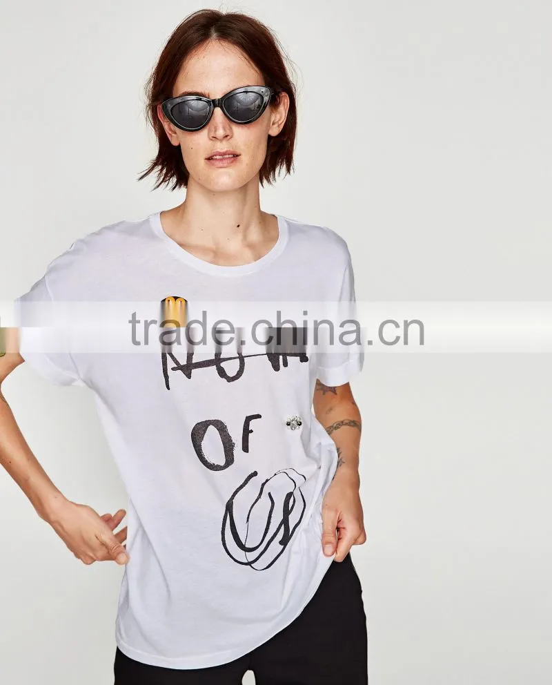 Guangzhou Shandao Factory OEM Customized 160g 100% Cotton Logo Printed Short Sleeve O-Neck Ladies New Design T Shirt