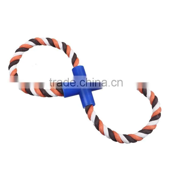 Durable Infinity Symbol Coffee Plastic & Cotton Pet Products Chew Molar Toy
