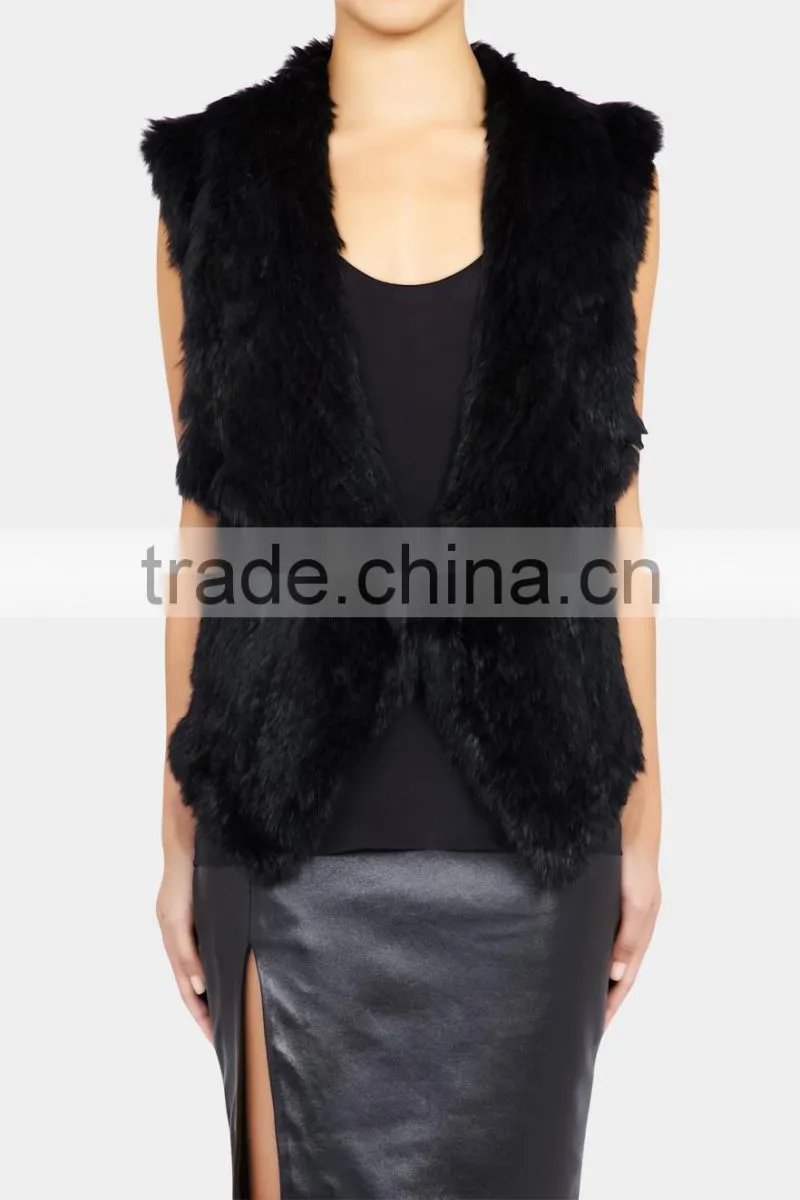 YR827 1*1 knit top quality Fashion design factory quality Ladies rabbit fur gilet
