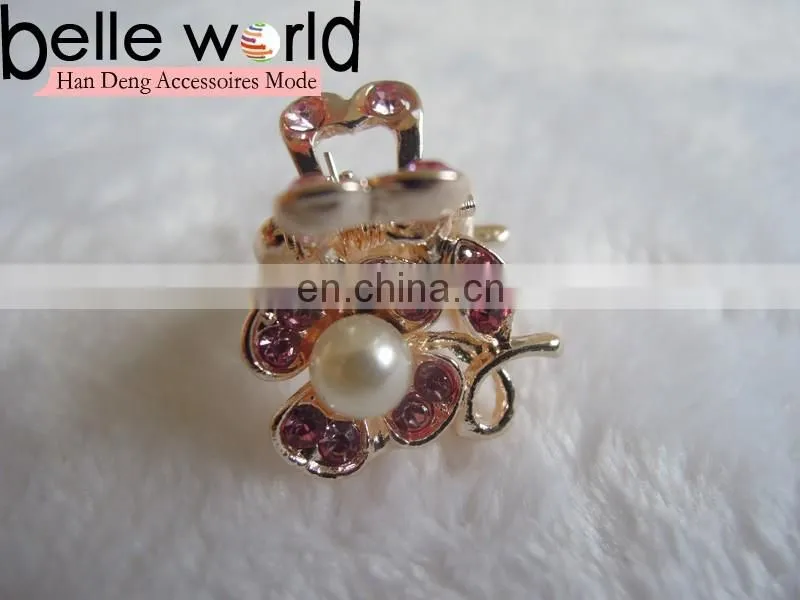 Wedding Flower Rhinestone Pearl Mini Hair Claw Clips