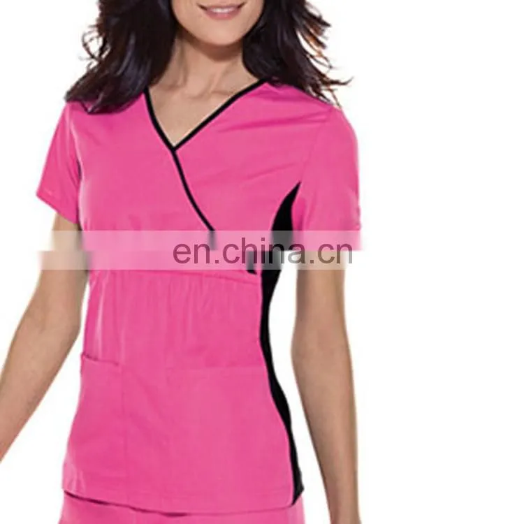 Women's Short Sleeve Hospital Scrub Suit Uniform Top
